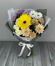 Букет цветов из:  Розы, Герберы и Хризантемы в Октябрьском Ставропольского края