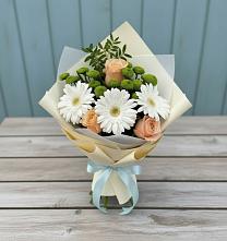Букет цветов из:  Герберы, Розы и Хризантемы в Октябрьском Ставропольского края