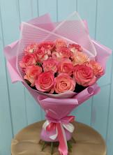 Букет 15 Розовых роз Равель в Октябрьском Ставропольского края